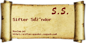 Sifter Sándor névjegykártya